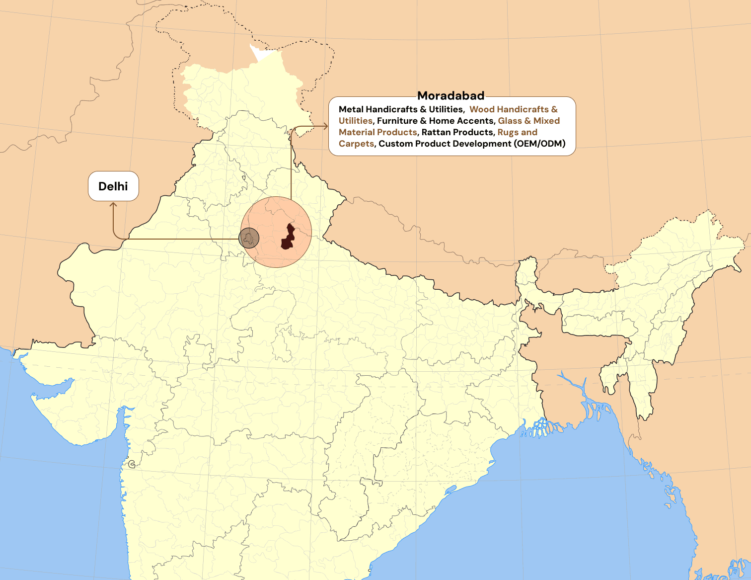 Satellite view of Moradabad